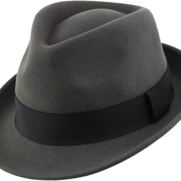 Men's Wool Felt Winter Hat Short Brim Fedora Hat